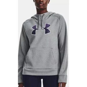 New Under Armour Women's Armour Fleece® Hoodie Size M Loose Gray/Twilight Purple